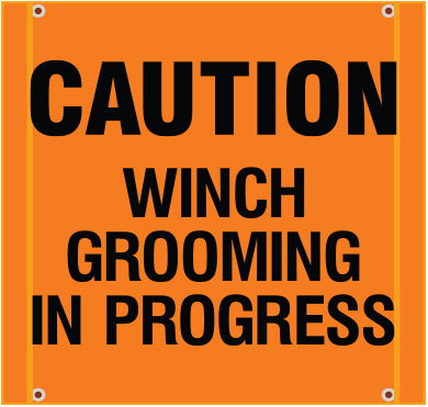 Winch cat warning signage